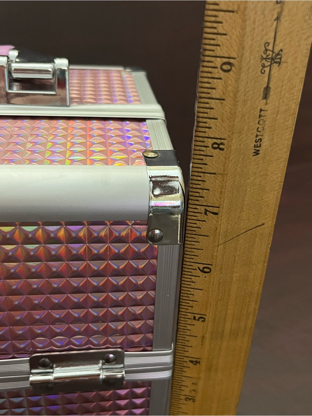 Pink Holographic Makeup & Laptop Carry Case-no key - Picture 3 of 5